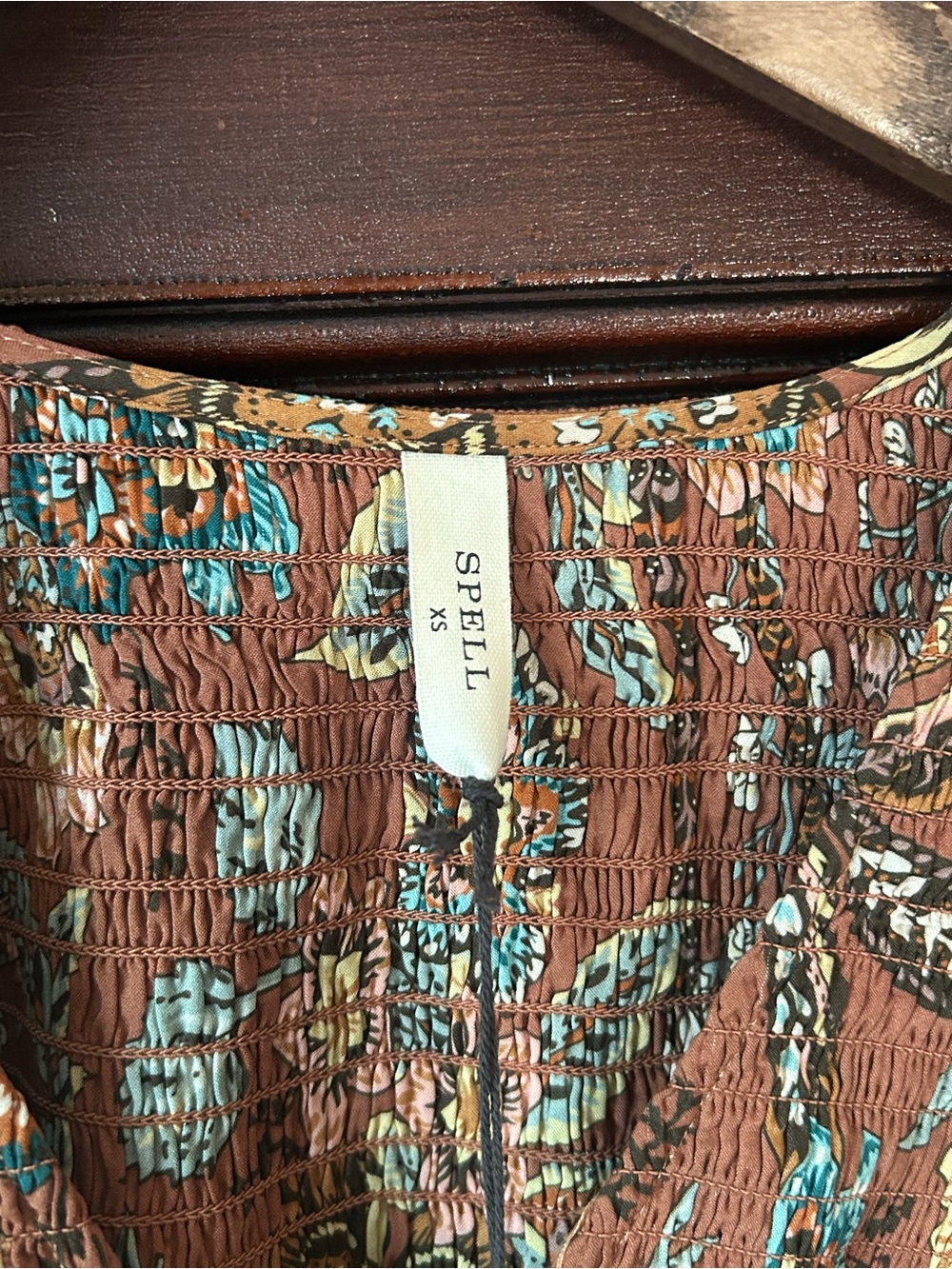 Spell Mojave Lily Shirred Maxi Dress in Amber Size XS Smocked Flutter Sleeve NWT - Picture 8 of 10